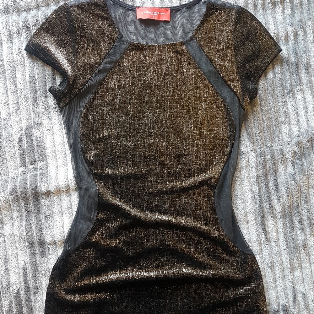 [AKIRA] Mesh cutout mini dress